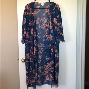 NWOT Lularoe Floral Shirley Kimono Blue/Coral